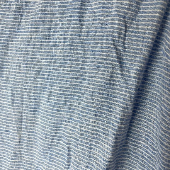 BeachLunchLounge | Blue & White Striped Ruffle Hem Linen Cotton Tank Medium - Picture 3 of 6